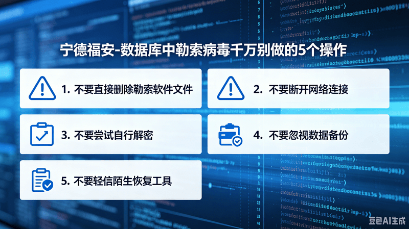 宁德福安数据库中勒索病毒千万别做的5个操作｜数据库恢复避坑指南