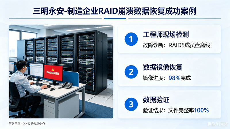 三明永安制造企业RAID崩溃数据恢复成功案例｜三明服务器数据救援实战