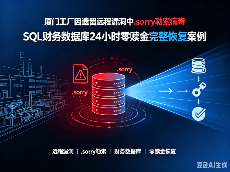 厦门工厂因遗留远程漏洞中.sorry勒索病毒，SQL财务数据库24小时零赎金完整恢复案例
