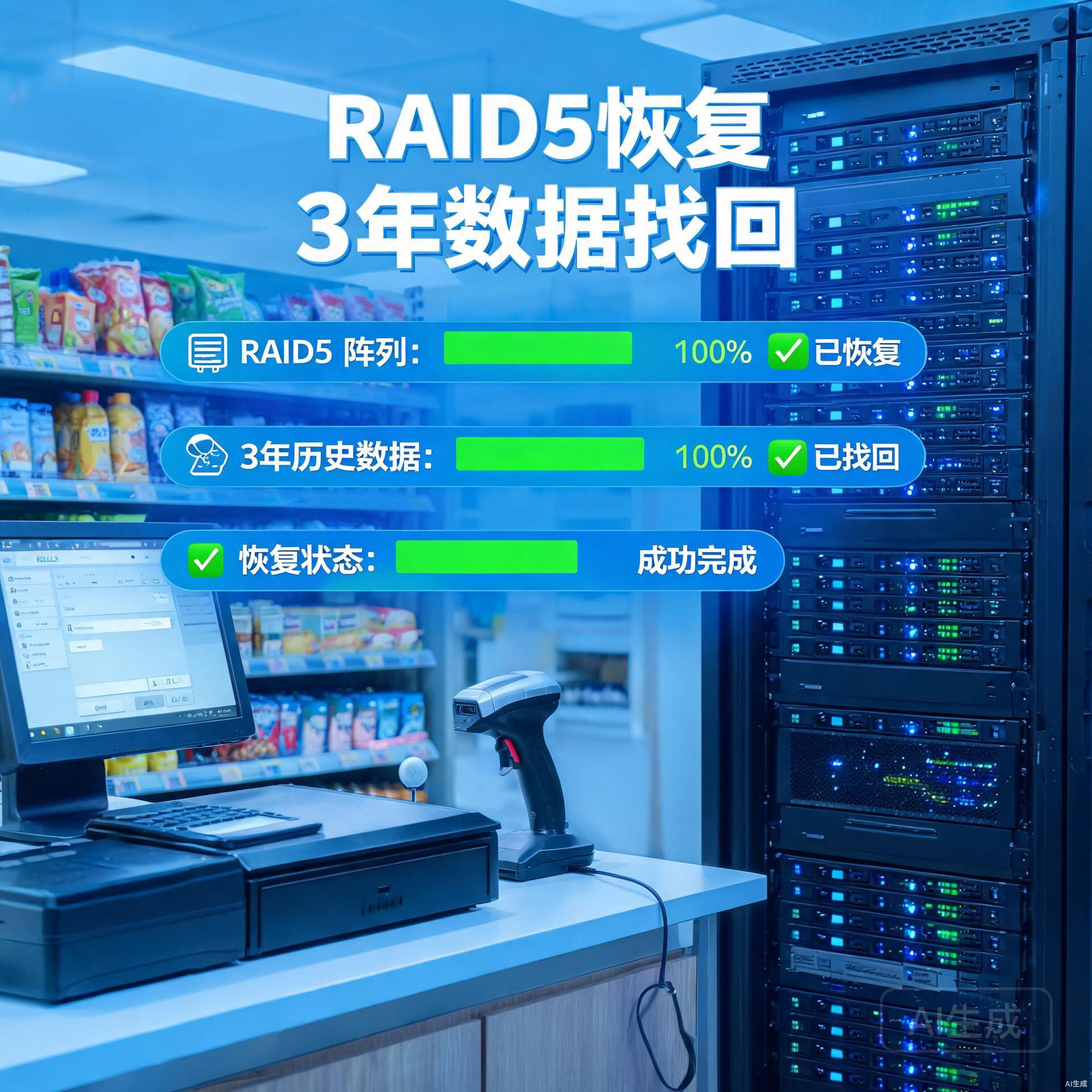 连锁门店RAID5双盘损坏致3年财务数据丢失,专业恢复全程纪实