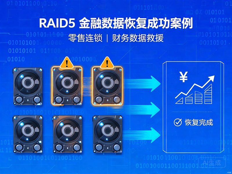 连锁门店RAID5阵列双盘损坏无备份完整找回3年财务数据恢复案例