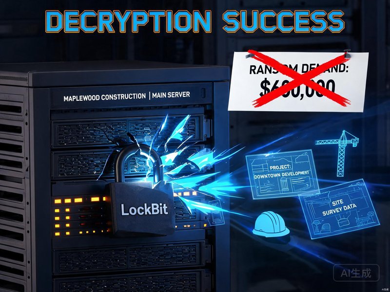 建筑公司服务器遭LockBit攻击，拒绝60万赎金成功解密