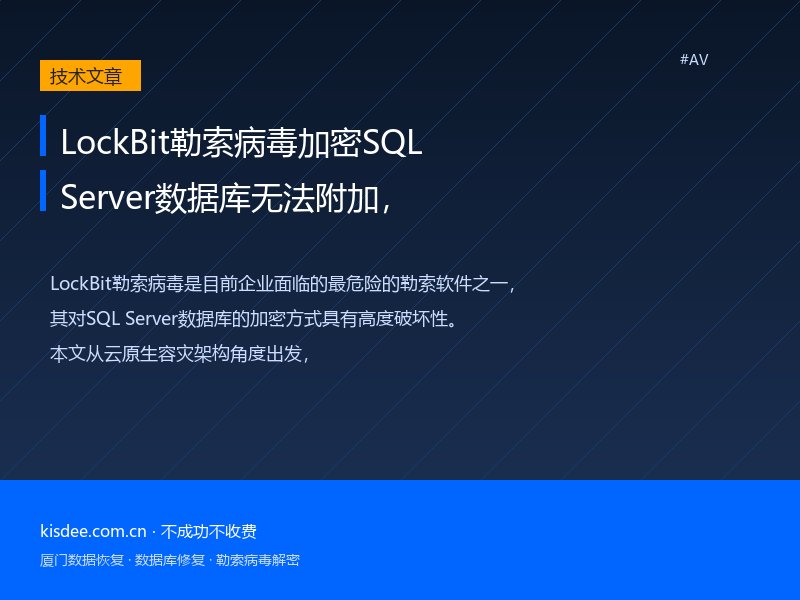 LockBit勒索病毒加密SQL Server数据库无法附加,云原生容灾恢复方案